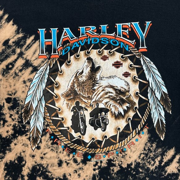 Vintage Harley Davidson Free Spirit AOP Bleach Dyed T-Shirt Adult XXL 2XL Kutter - Picture 3 of 10